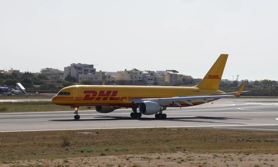 Cargo aircraft on airport runway