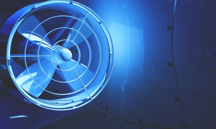 Jet engine turbine close up