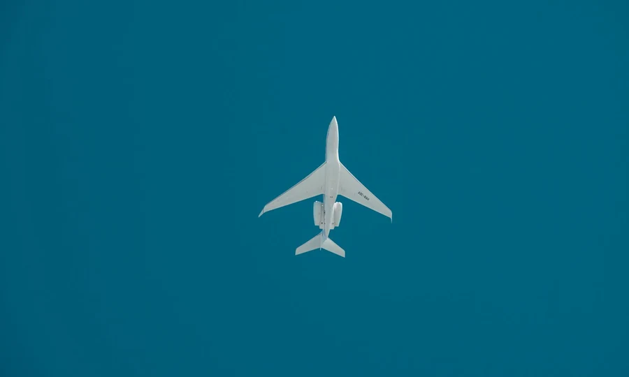 Modern aircraft flying overhead