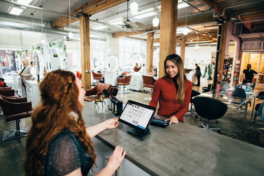 Small business owners reviewing finances together