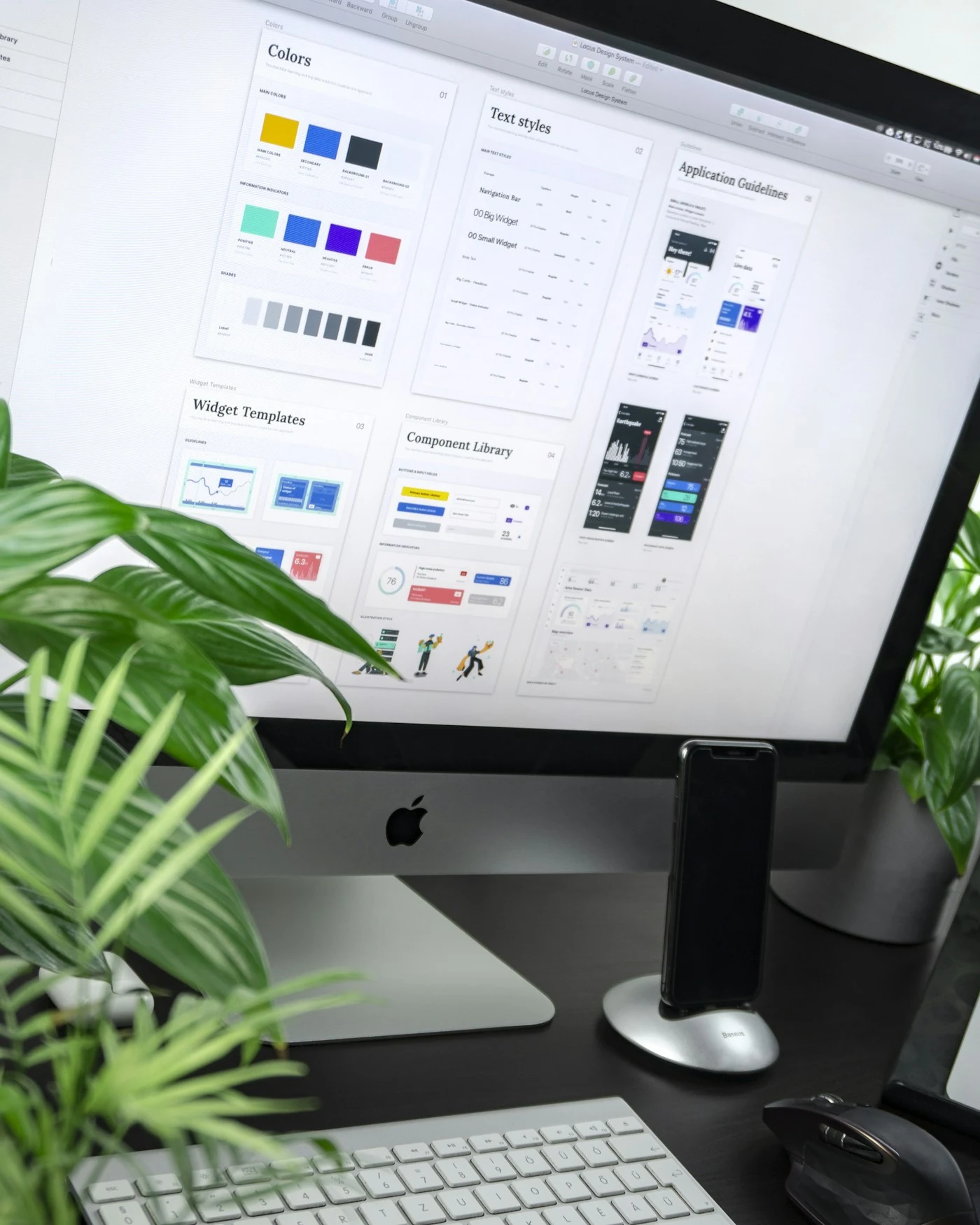 Brand identity design system on a studio monitor