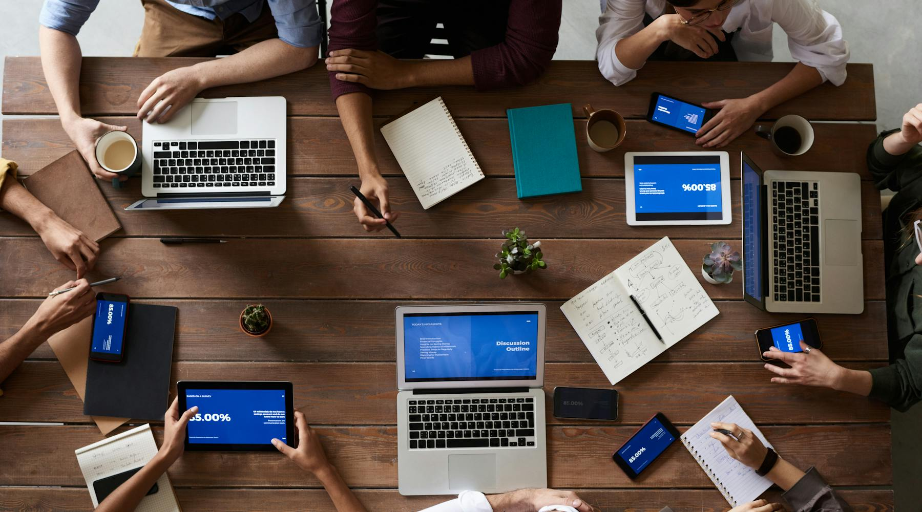 Consulting team discussing strategy in modern office