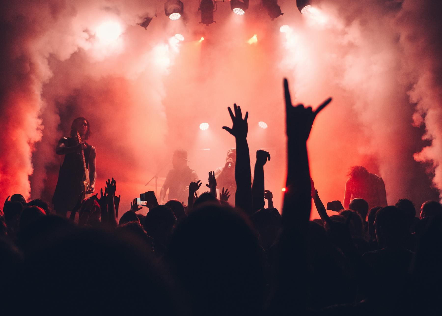 Live concert crowd and entertainment stage lighting