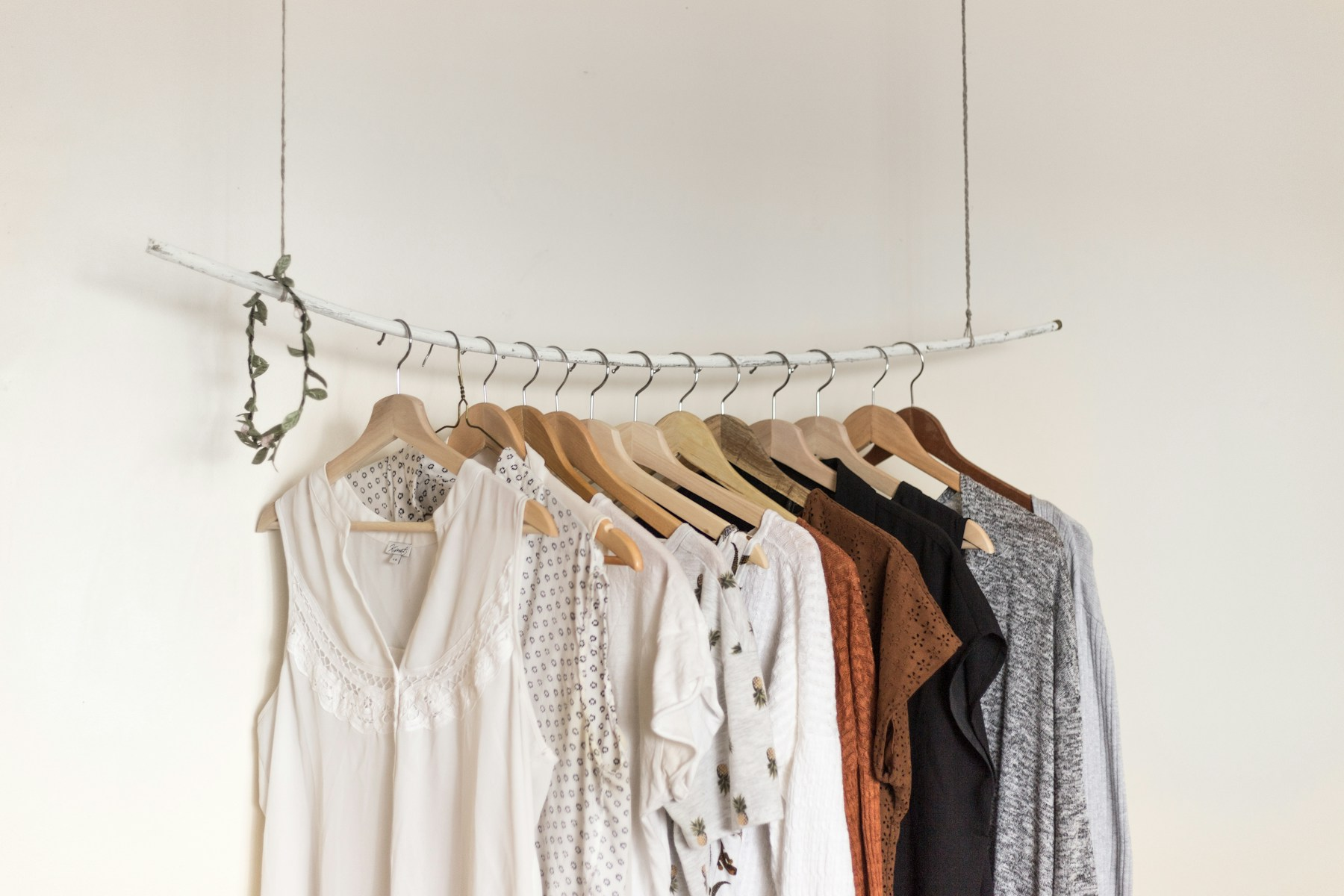 Fashion brand studio with clothing labels and brand identity mood