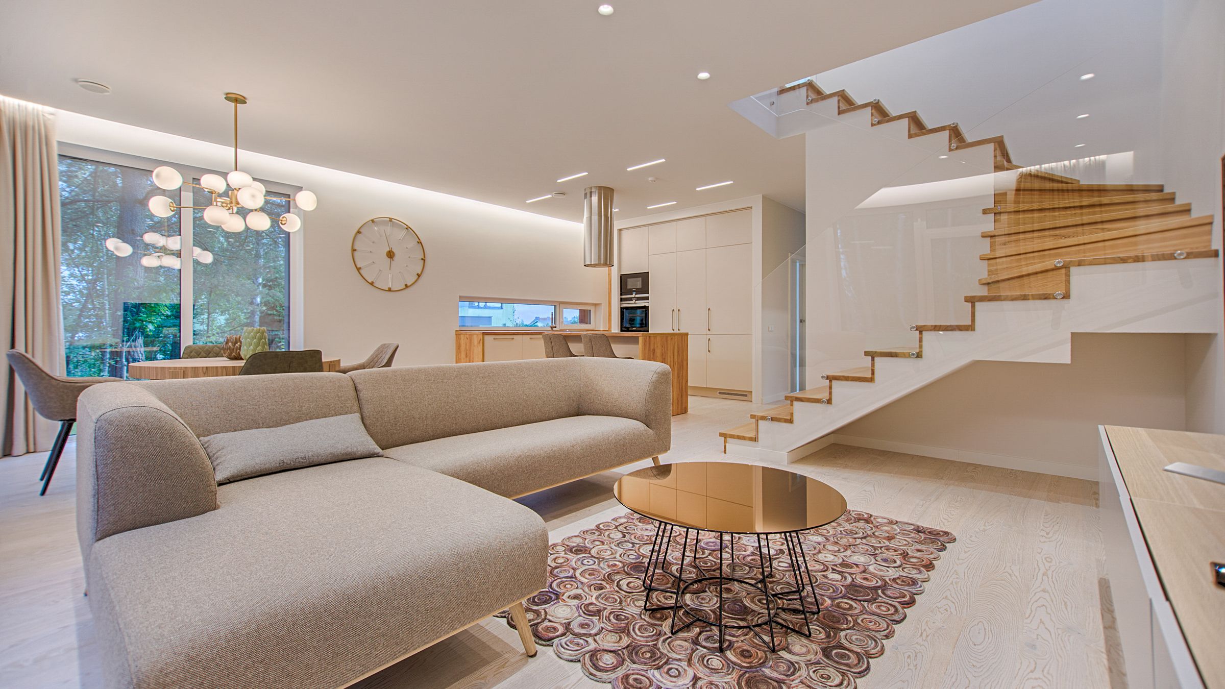 Modern furniture showroom with elegant sofa and interior design