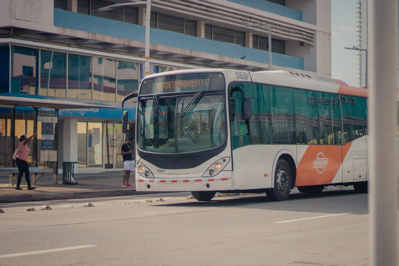 Public transit bus serving city transportation route