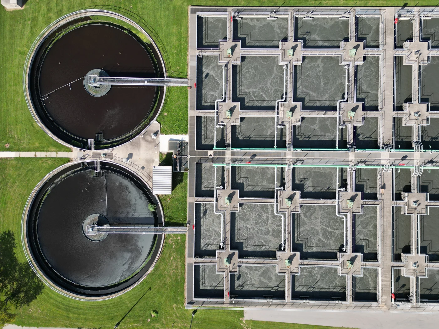 Aerial view of municipal water treatment facility