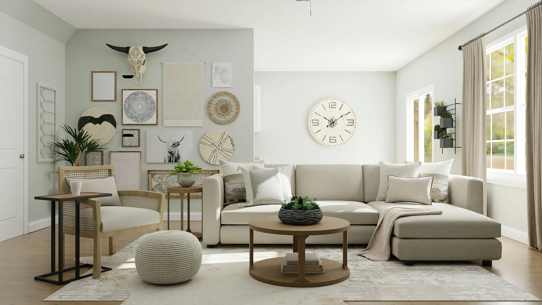 Styled modern living room with premium home decor and furnishings