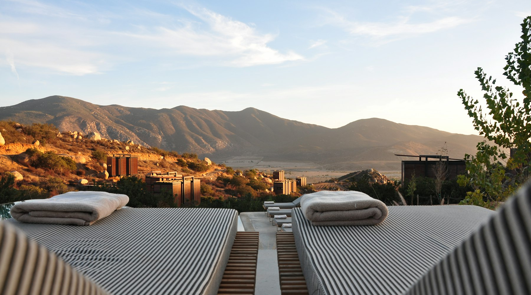 Luxury hotel facade and skyline
