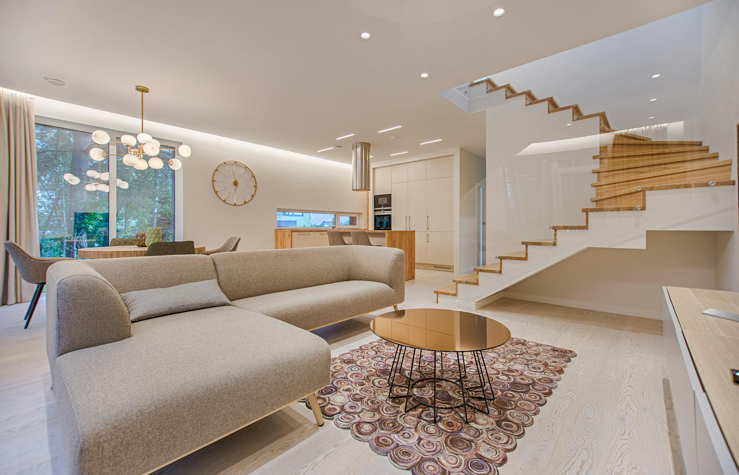 Modern interior design studio with styled living space