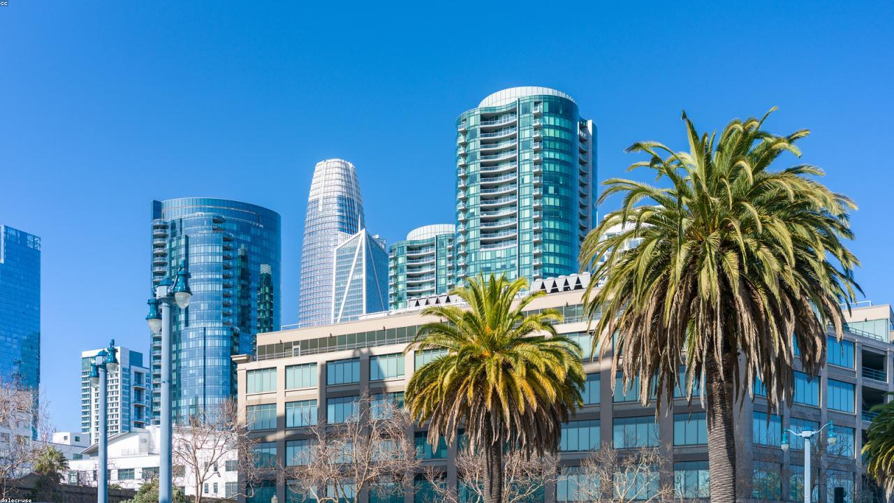 Modern real estate office skyline view